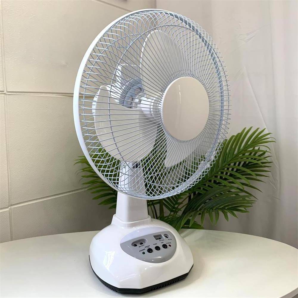 12 inch portable rechargeable table fan with solar panel