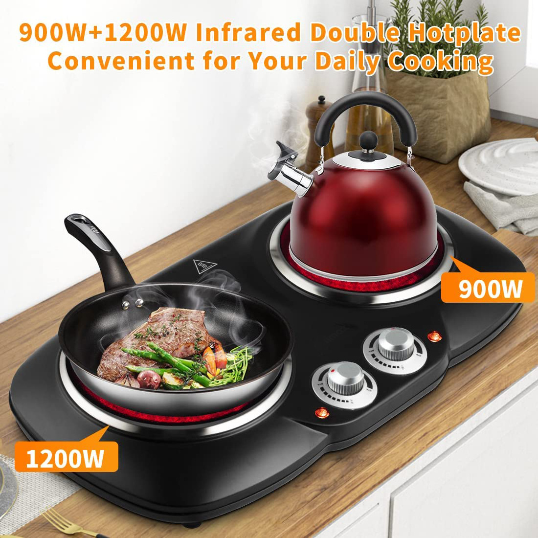 Portable Hob Ceramic Hot Plate for Cooking, Glass Plate Electric Hob Infrared cooker