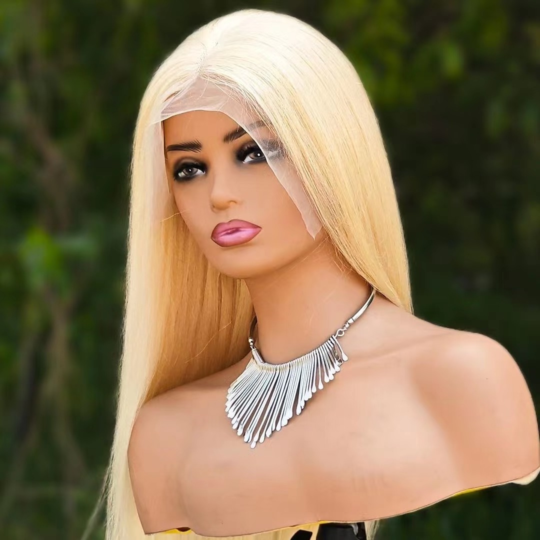 Pu European Human Hair Blonde Jewish Kosher Wig Instock Luxury Quality Slavic Remy Silicone Long Lace Front Wigs Transparent 613