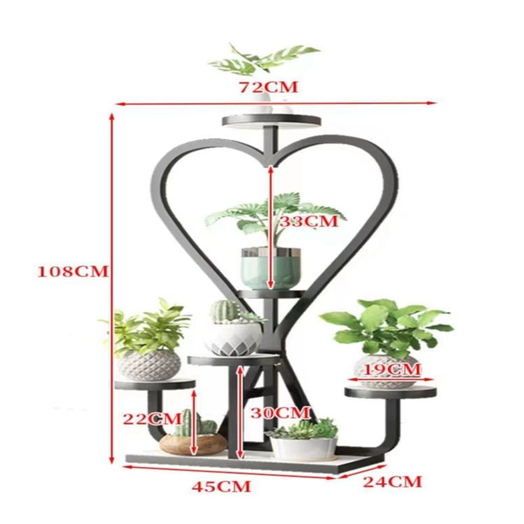 Modern Heart Shaped Flower Stand Decorative Indoor Corner Flower Pot Rack Wood Vertical Plant Stand For Weddings