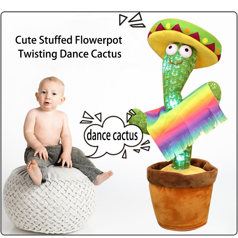 Cute Stuffed Flowerpot Twisting Dance Cactus Doll Talking Singing Music Dancing Cactus Stuffed & Plush Animal