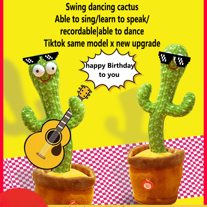 Cute Stuffed Flowerpot Twisting Dance Cactus Doll Talking Singing Music Dancing Cactus Stuffed & Plush Animal