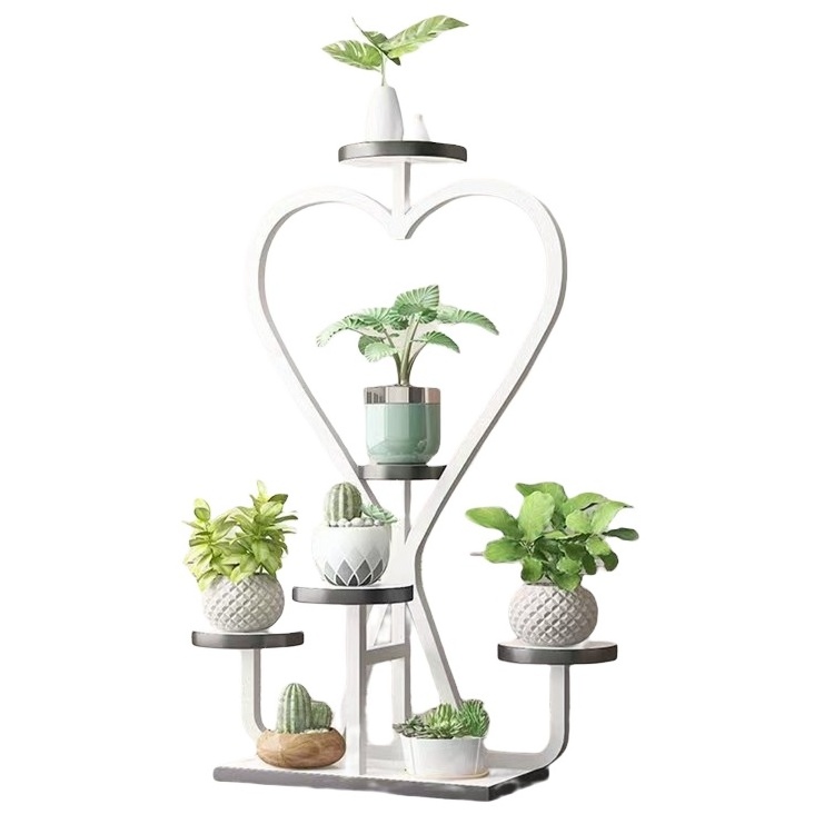 Modern Heart Shaped Flower Stand Decorative Indoor Corner Flower Pot Rack Wood Vertical Plant Stand For Weddings