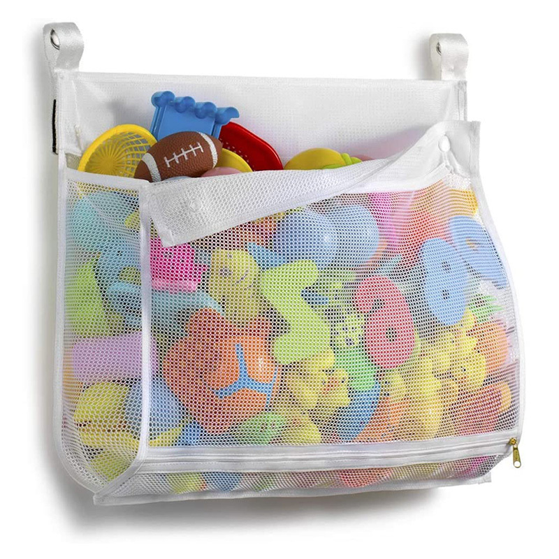 Mesh Bath Toy Organizer Multiple Ways to Hang Ultra Large Capacity & Large Opening Bathtub Baby Toy Storage Bag