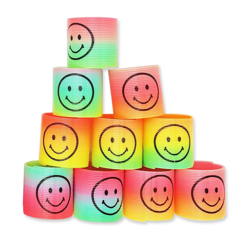 Small Plastic Rainbow Smiling Face Spring Coil Toys Magic Spring Classic Educational Gift For Kids