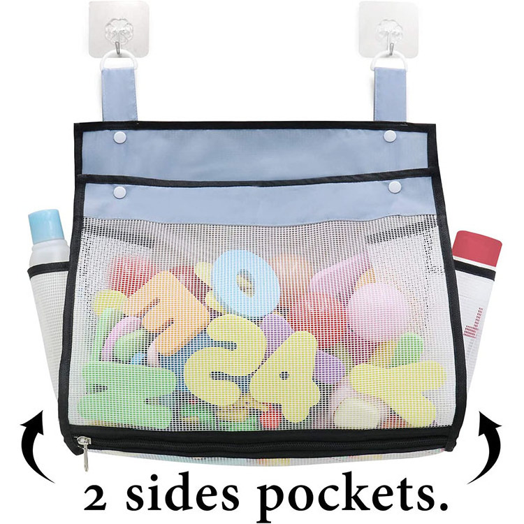 Mesh Bath Toy Organizer Multiple Ways to Hang Ultra Large Capacity & Large Opening Bathtub Baby Toy Storage Bag