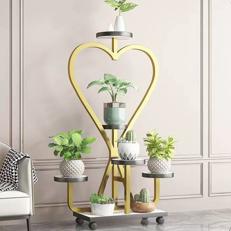 Modern Heart Shaped Flower Stand Decorative Indoor Corner Flower Pot Rack Wood Vertical Plant Stand For Weddings