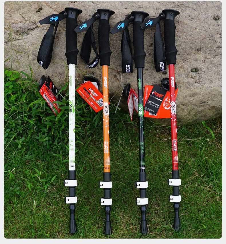 Telescopic Pole 7075 Duralumin Trekking Pole Hiking Stick High Quality 135cm EVA Hiking Gear Quick External Lock System AB-024