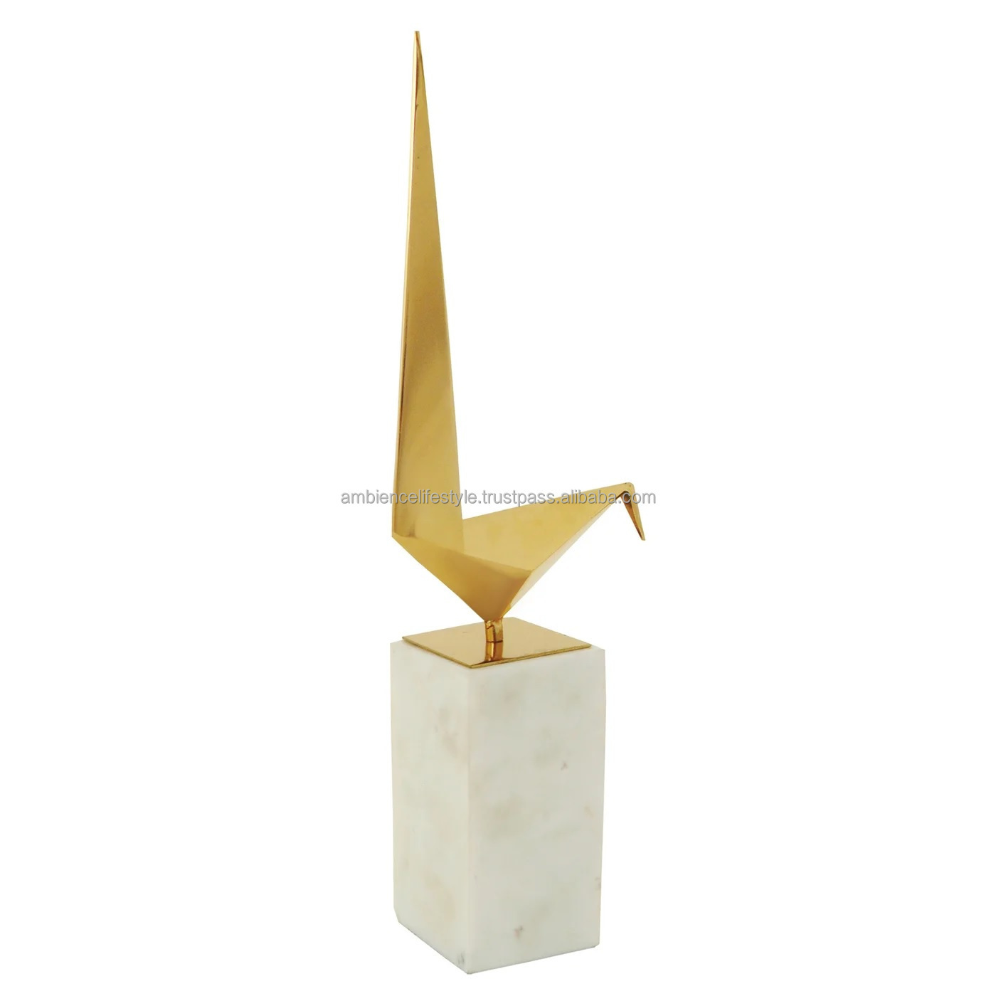 Fancy & Luxury Aluminium Decorative Table Top Gold Plated with White Marble for Home Decoration by Ambience Lifestyle