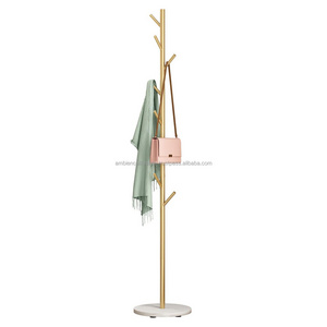 Best Selling Designer Coat Rack Gold with White Marble Base for Hanging Clothes Hats Bags Home Decoration by Ambience Lifestyle