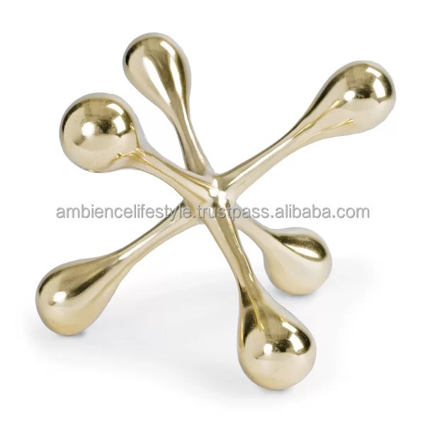 Fancy & Luxury Aluminium Decorative Table Top Gold Plated with White Marble for Home Decoration by Ambience Lifestyle