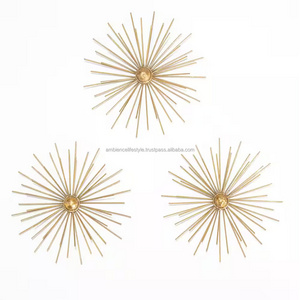 Best Selling Modern Iron Gold Metal Sunburst Wall Decor Set of 3 for Wall & Home Decoration by Ambience Lifestyle