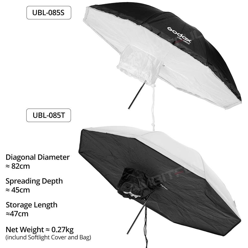 Godox UBL-085S UBL-085T 82cm studio photography Black White Reflective Lighting Light Umbrella + Diffuser Cover