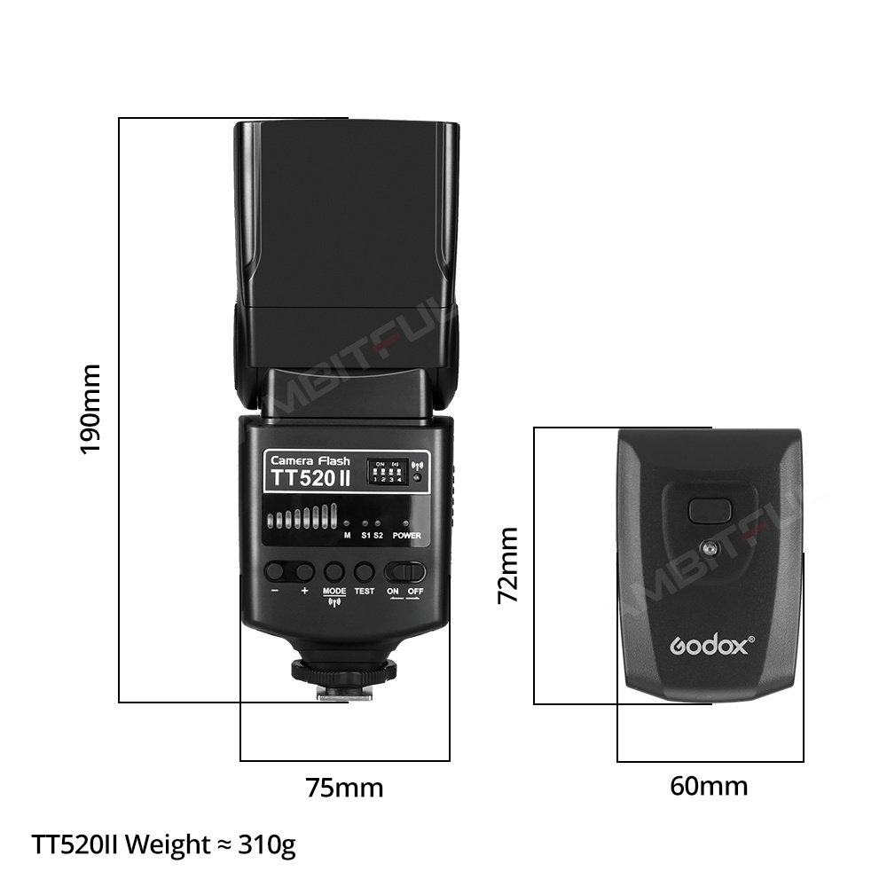 Original speedlight GODOX TT520II for Canon Nikon Pentax Olympus Fujifilm flash photography