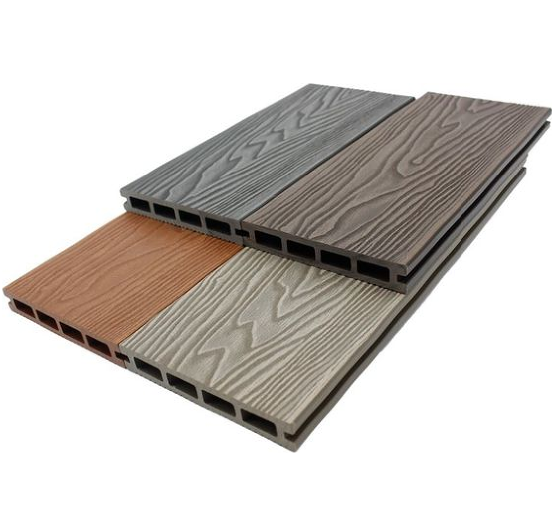 High Quality Wood Plastic Composite Wood 3D Grain Deck Outdoor Swimming Pool Garden Flooring WPC Decking