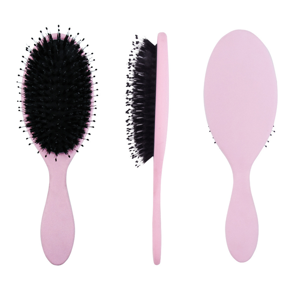 Custom Label Boar Bristle Paddle Without Ball Pin on the Bristle Rubber Plastic Handle Wet Hair Brush