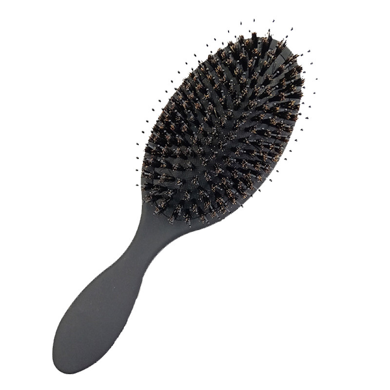 Custom logo 100% natural boar bristle Wet detangling paddle hair brush with soft flexible bristles Hair extension