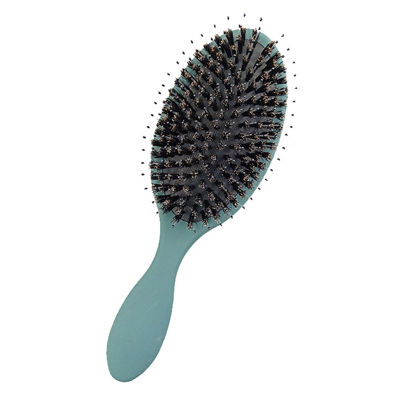 Custom logo 100% natural boar bristle Wet detangling paddle hair brush with soft flexible bristles Hair extension