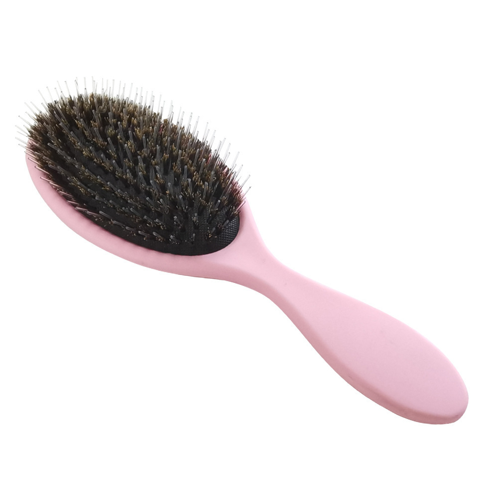 Custom Label Boar Bristle Paddle Without Ball Pin on the Bristle Rubber Plastic Handle Wet Hair Brush