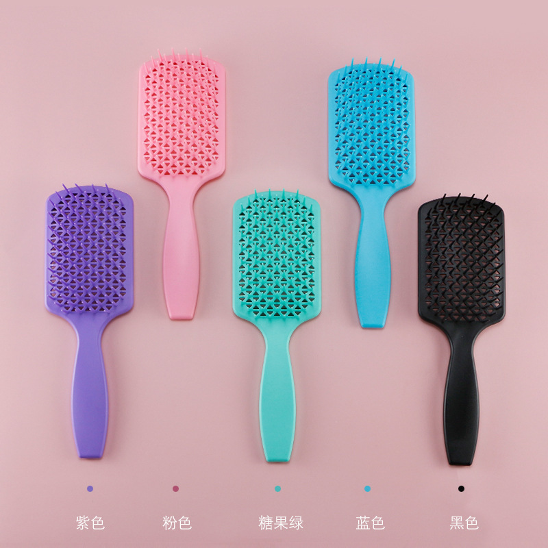 5 color Detangle Hair Brush Honeycomb Massage  Hair Brush comb Square shape dry and wet hollow comb