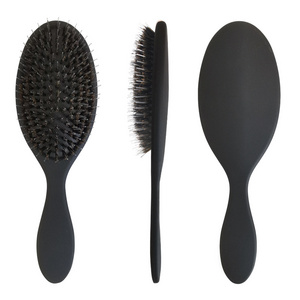 Custom Label Boar Bristle Paddle Without Ball Pin on the Bristle Rubber Plastic Handle Wet Hair Brush