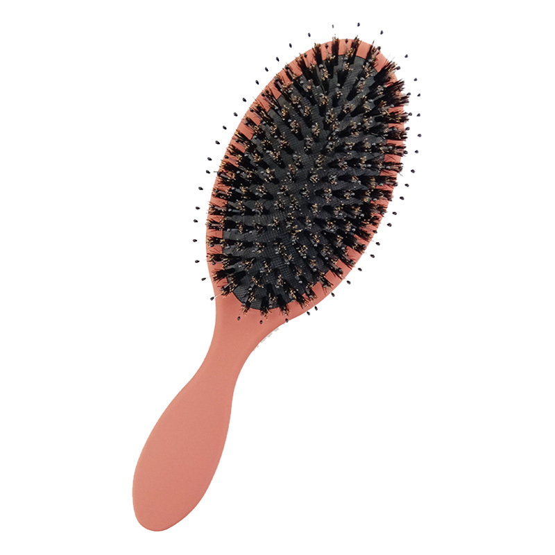 Custom logo 100% natural boar bristle Wet detangling paddle hair brush with soft flexible bristles Hair extension