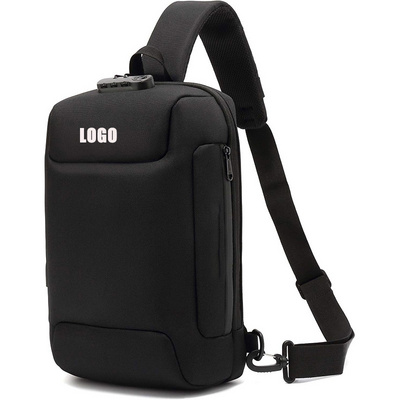 Customized Crossbody Shoulder Bags with Combination Lock Anti Theft Sling Backpack for Men Business Travel Laptop Chest Bags