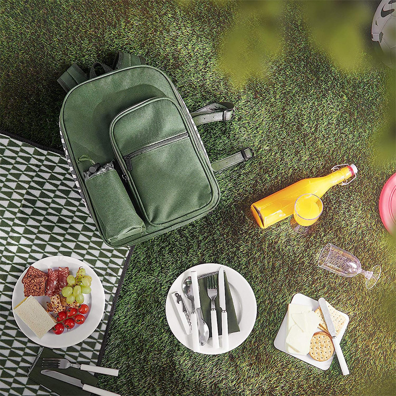 Custom Oxford Thermal Picnic Bags with Tableware Holder Insulated Refrigerated Bagpack Waterproof Camping Rucksack Cooler Bags