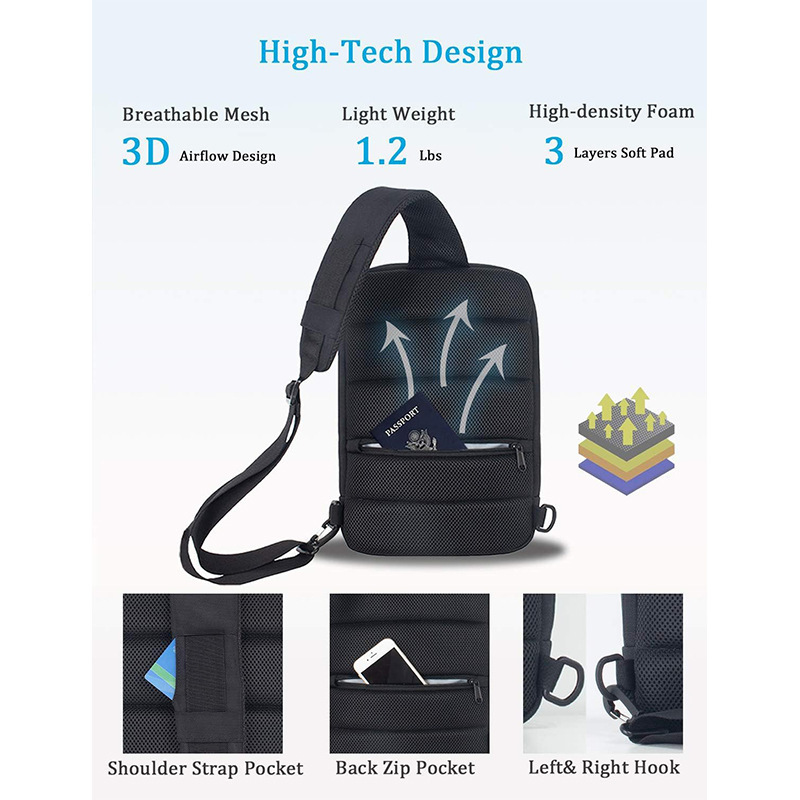 Customized Crossbody Shoulder Bags with Combination Lock Anti Theft Sling Backpack for Men Business Travel Laptop Chest Bags