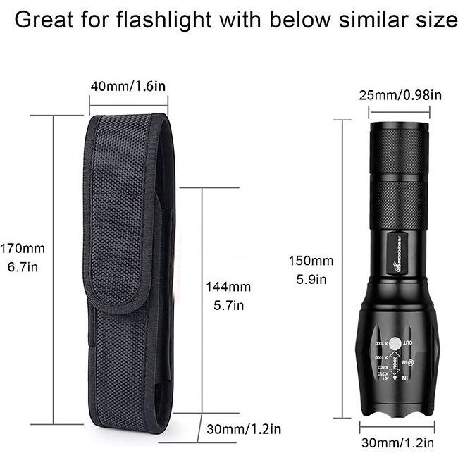 Nylon Tactical Custom Flashlight Pouch for Outdoor Camping Hiking Hanging Fanny Pack Torch Holder Case Lighting Tool Waist Bags