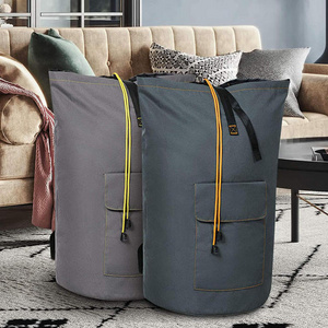 Custom Oxford Foldable Laundry Bag For Clothes Hanging Large Capacity Bagpack Clothes Dirty Organizer Laundry Basket Backpack