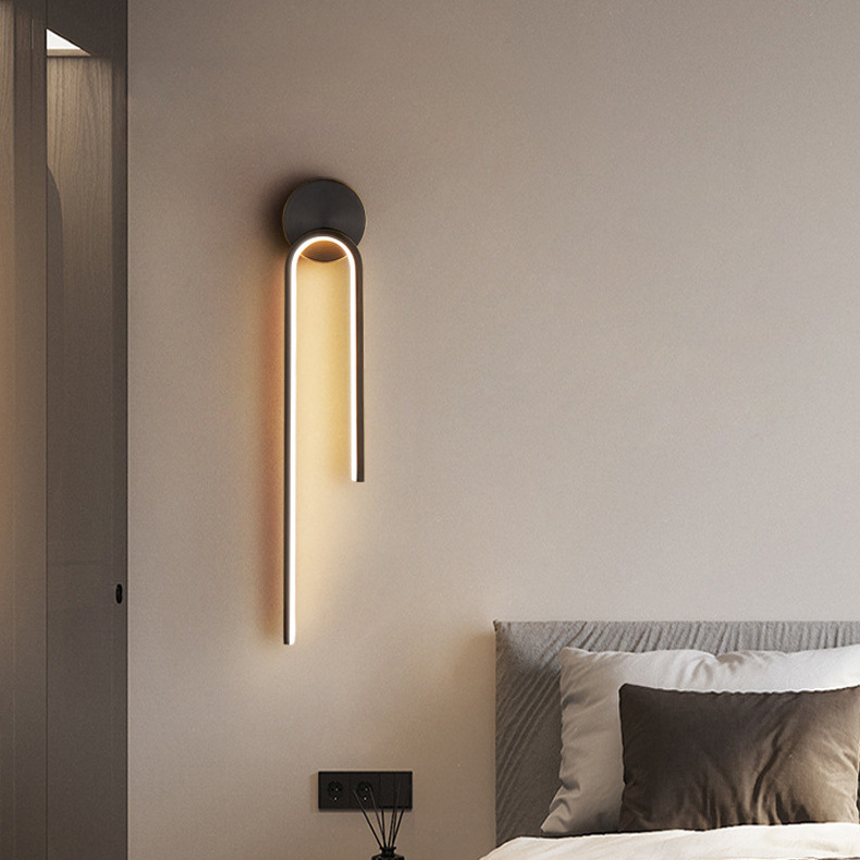 Plug in Wall Sconce Interior Wall Lamp Bedroom Living Room Background Atmosphere Light Led Long Strip Study Wall Lights