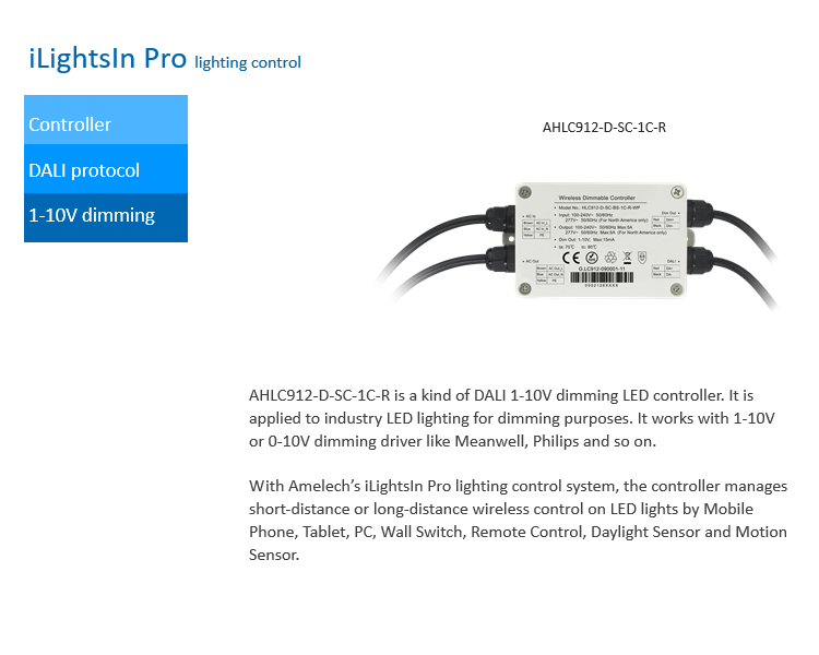 IP65 smart 1-10V 0-10v dimmable led light DALI dimmer with timer APP control