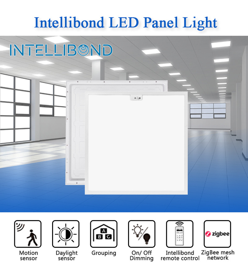 INTELLIBOND Office Commercial Indoor Parking Lot Dimmable 40w Square Ceiling Led Backlit Panel Light With Motion Sensor PIR