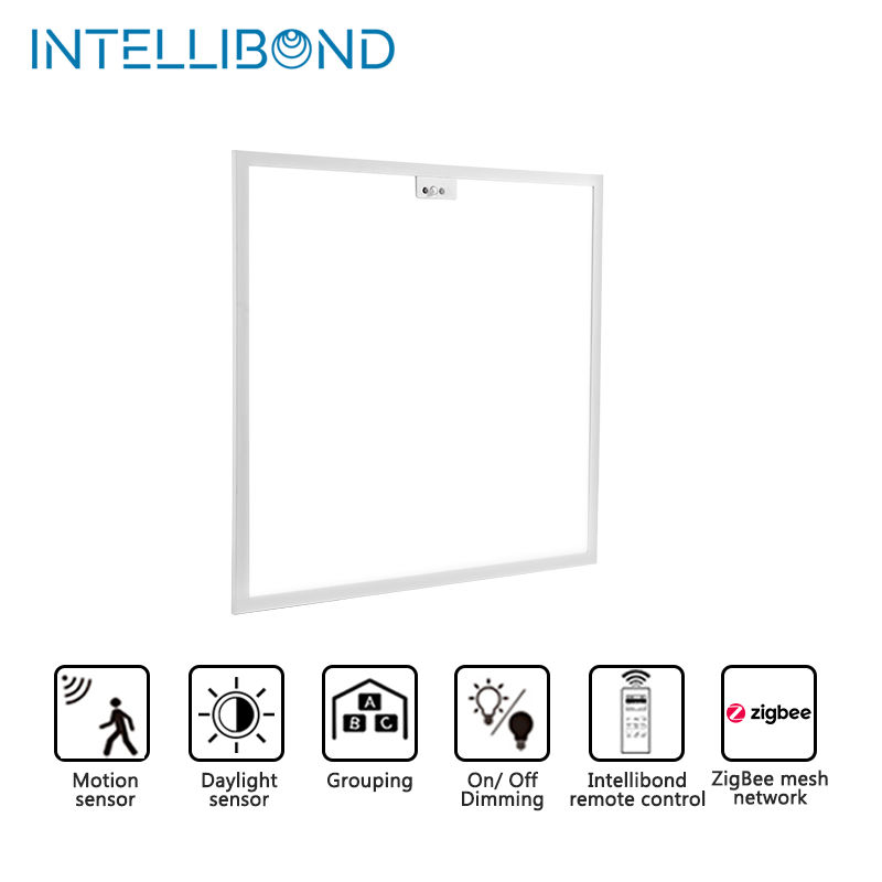 INTELLIBOND Office Commercial Indoor Parking Lot Dimmable 40w Square Ceiling Led Backlit Panel Light With Motion Sensor PIR