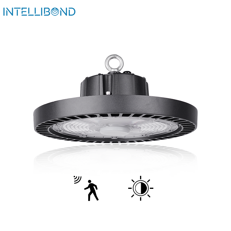 Intellibond Industrial Lighting 100W 150lm/W Ip65 Round Built-In Driver And Sensors Dimmable Warehouse UFO Led High Bay Light