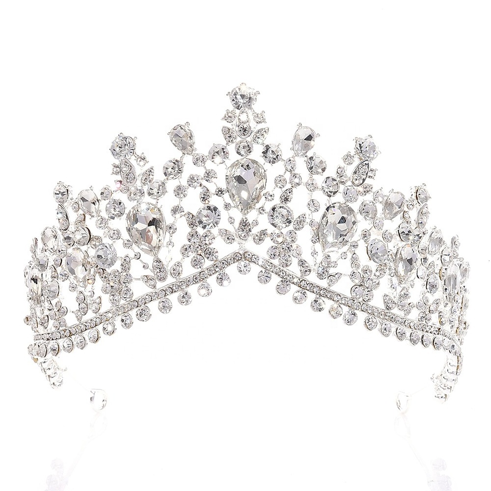 Women Hair Accessories Jewelry Baroque Rhinestone Pageant Crowns Princess Headpiece Girl Wedding Photo Prop