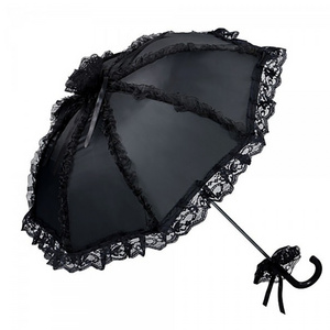 Outdoor Party Men's Black Color Gothic Lace Umbrella Black Wedding Decorative Umbrella Kids Lace Lolita Black Toy Umbrella