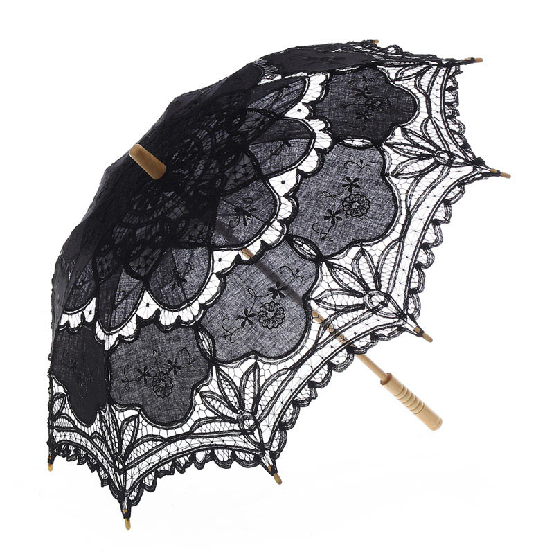 Wedding Gift Outdoor Handmade Floral Umbrella Cotton Victorian Wholesale Lace Parasols Umbrella for Garden Party Photography