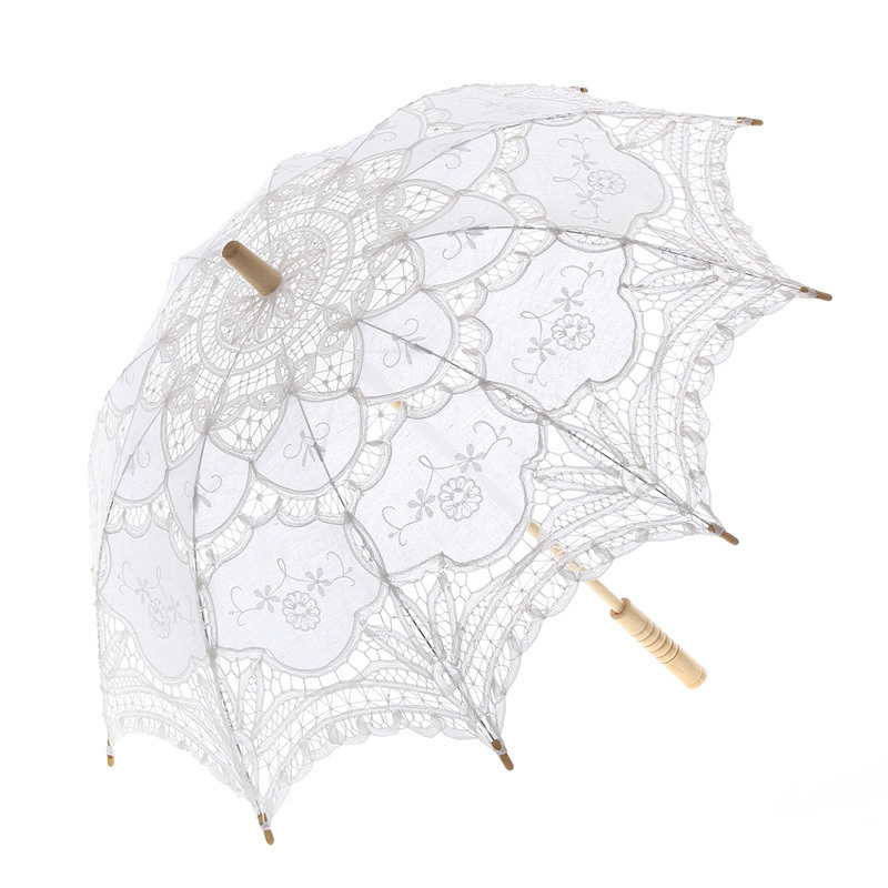 White Victorian Inspired Party Gifts Handmade Crafts Wedding Decoration Lace Umbrella Battenburg Lace Parasol Lady's Umbrella