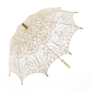 White Victorian Inspired Party Gifts Handmade Crafts Wedding Decoration Lace Umbrella Battenburg Lace Parasol Lady's Umbrella