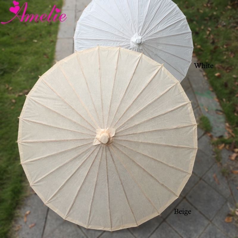 Amelie Wholesale Multi Purpose DIY Chinese Traditional White Paper Umbrella Party Decoration Parasol Wedding