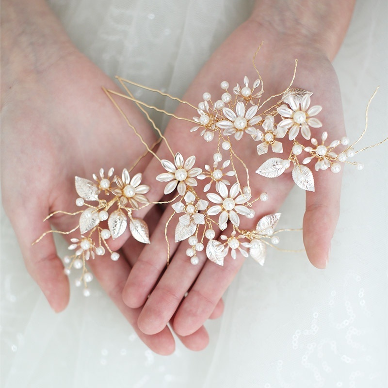 Handmade Fashion Jewelry Pearl Flower Bobby Pins Bridal Accessories Wedding Hair Comb Hair Pin