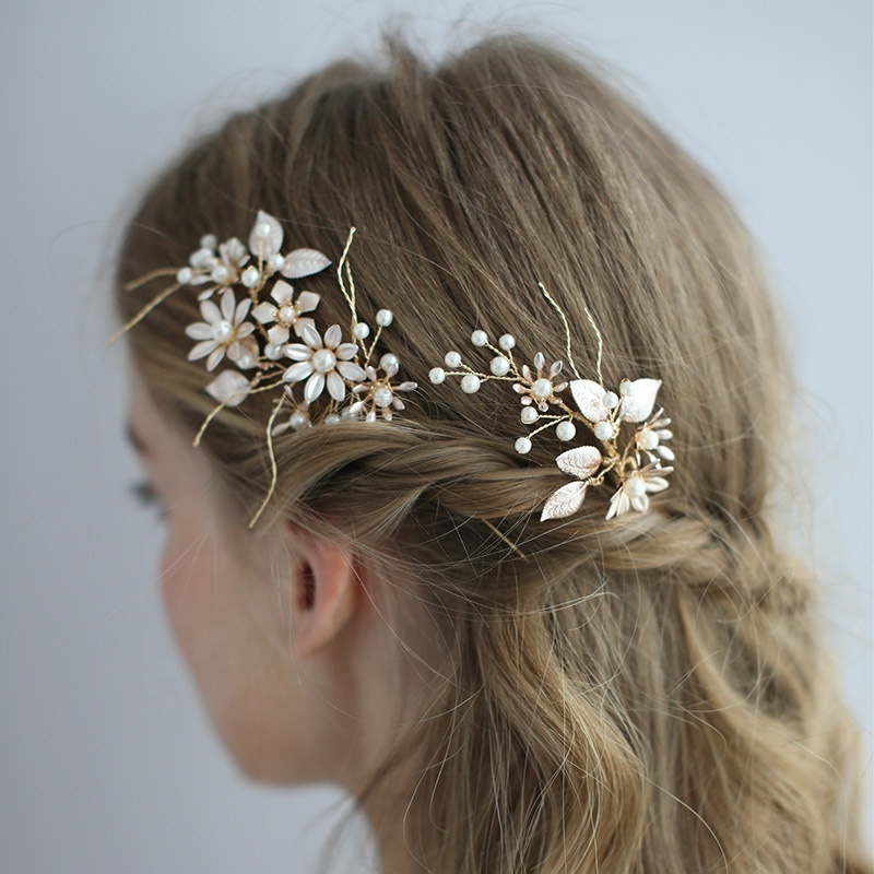 Handmade Fashion Jewelry Pearl Flower Bobby Pins Bridal Accessories Wedding Hair Comb Hair Pin