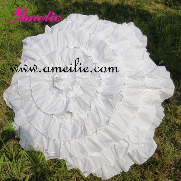 Handmade Sewing Outdoor Victorian Frilly Sun Parasols Umbrella Big Size Cancan Parasol Wedding