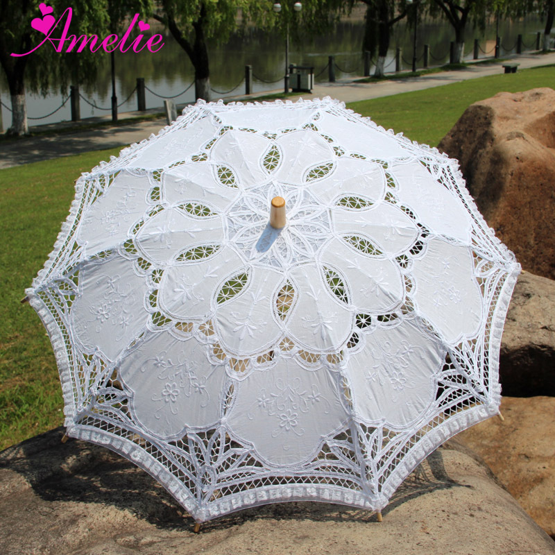 Victorian Embroidery Flower Battenburg Lace Parasol With Lace Decoration Party Bridal Shower Photo Prop Bride Umbrella Gifts