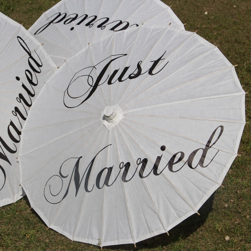 Handmade Sun Protection Personalized Just Married Design Paper Parasol Umbrella Wedding Decoration Oil Paper Umbrella