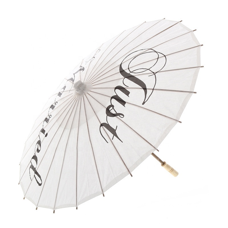 Handmade Sun Protection Personalized Just Married Design Paper Parasol Umbrella Wedding Decoration Oil Paper Umbrella