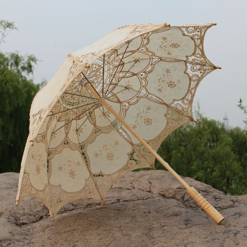 Handmade Embroidery Victorian Lace Parasols Bridal Shower Supplies Wedding Umbrella Decoration Beach Umbrella Lace Parasol