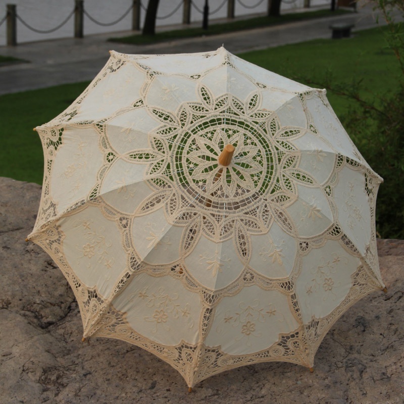 Handmade Embroidery Victorian Lace Parasols Bridal Shower Supplies Wedding Umbrella Decoration Beach Umbrella Lace Parasol